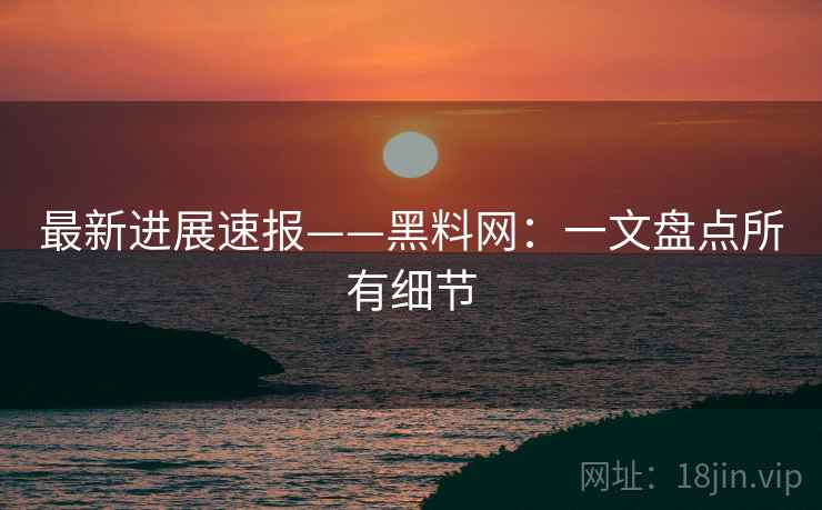 最新进展速报——黑料网：一文盘点所有细节  第2张