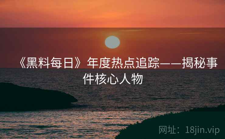 《黑料每日》年度热点追踪——揭秘事件核心人物  第2张