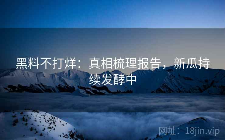 黑料不打烊：真相梳理报告，新瓜持续发酵中  第2张